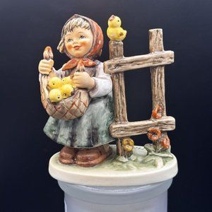 Vintage MI Hummel Hum 385 1971 TM5 "Chicken Licken" Girl with Chicks Beside Fenc